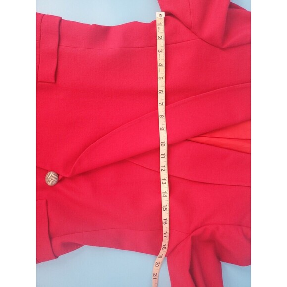 Saville Woolmark Jacket Blazer Red Sz 8 Vintage Lined Single Button Shoulder Pad - Picture 15 of 16
